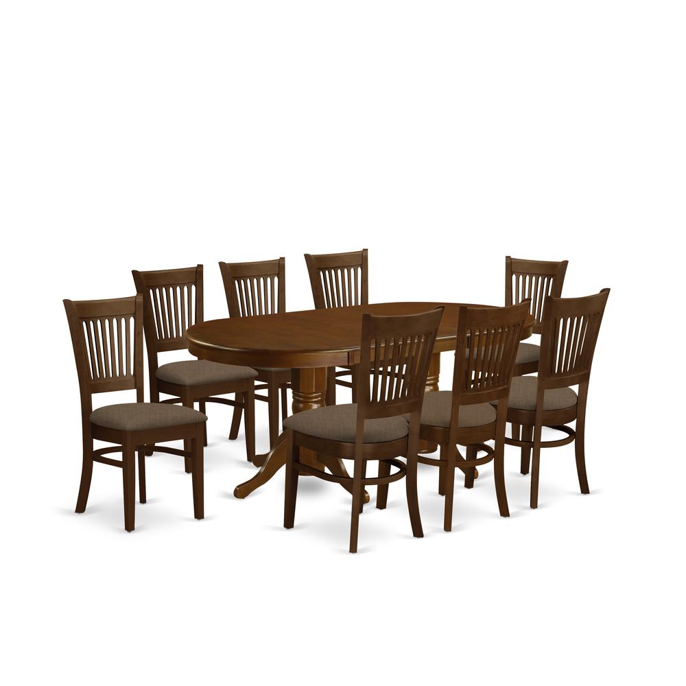 VANC9-ESP-C 9 Pc Dining room set for 8 Dining Table with Leaf and 8 Dining Chairs. Picture 1