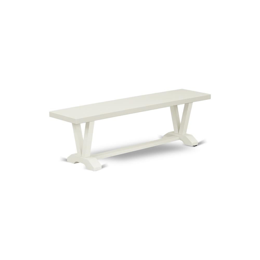 East West Furniture VB026 V-Style Modern Dining Room Bench with Solid Wood Seat, 60x15x18 Inch. Picture 1
