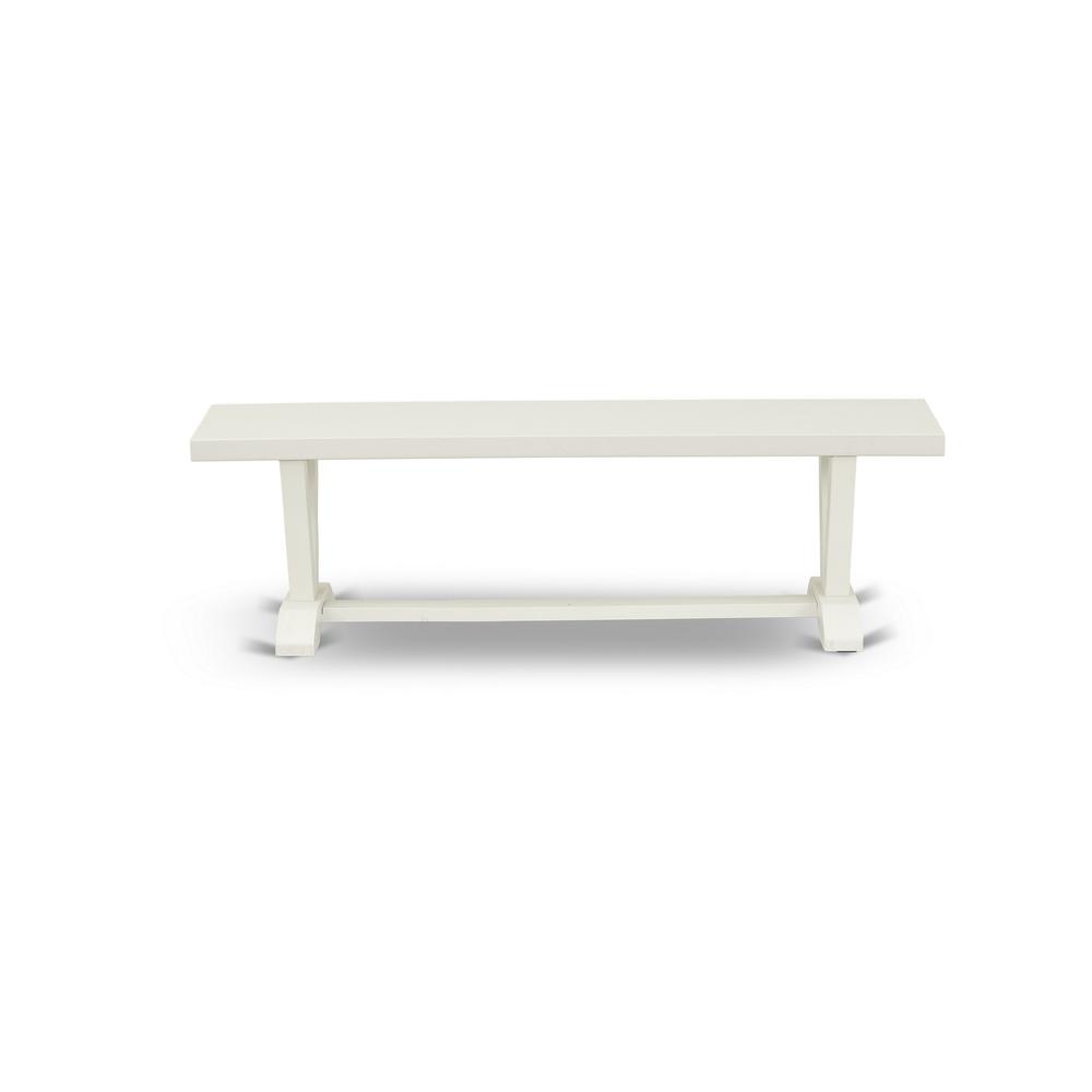 East West Furniture VB026 V-Style Modern Dining Room Bench with Solid Wood Seat, 60x15x18 Inch. Picture 4
