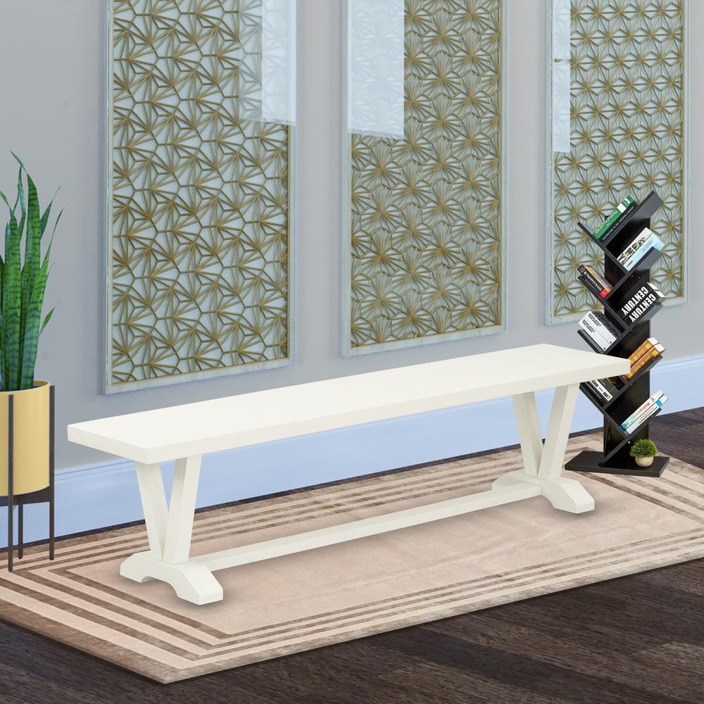 East West Furniture VB027 V-Style Modern Dining Bench with Wood Seat, 72x15x18 Inch. Picture 2