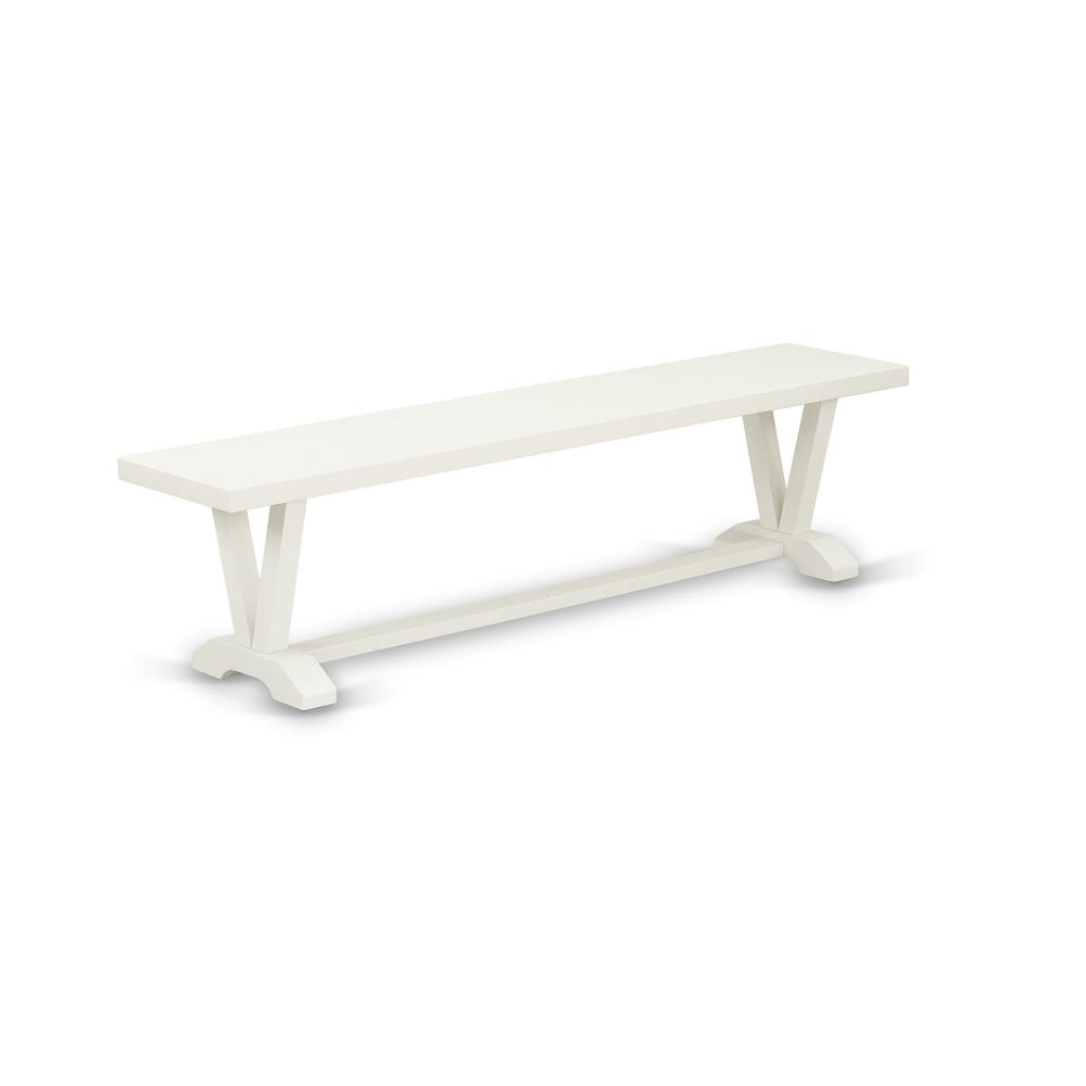 East West Furniture VB027 V-Style Modern Dining Bench with Wood Seat, 72x15x18 Inch. Picture 1