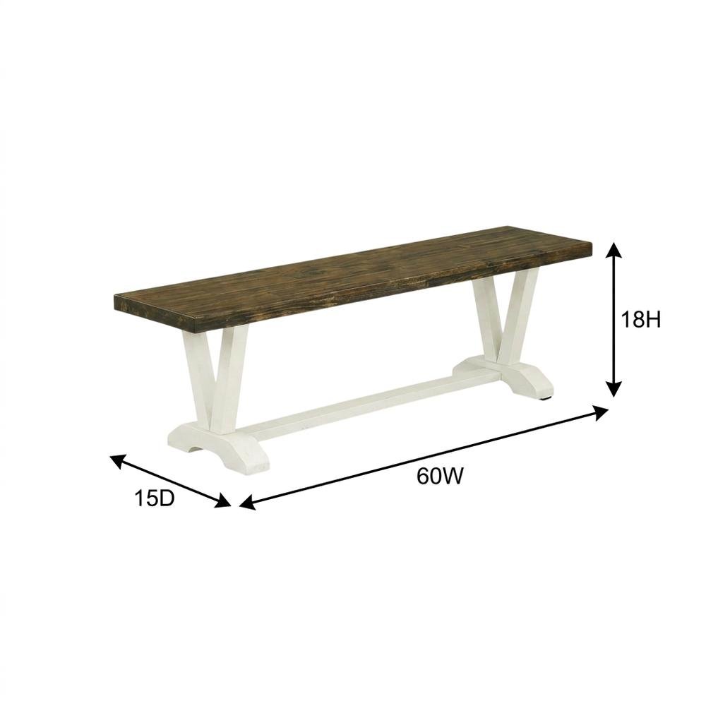 V-Style Modern Wood Dining Bench with Seat for Dining Room, Brown. Picture 5