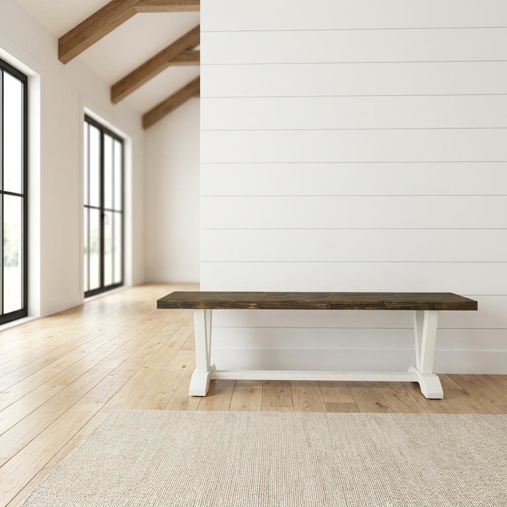V-Style Modern Wood Dining Bench with Seat for Dining Room, Brown. Picture 2