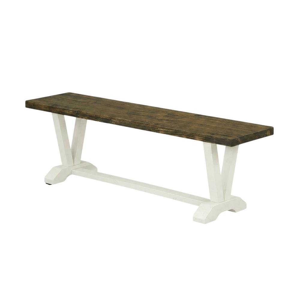 V-Style Modern Wood Dining Bench with Seat for Dining Room, Brown. Picture 4