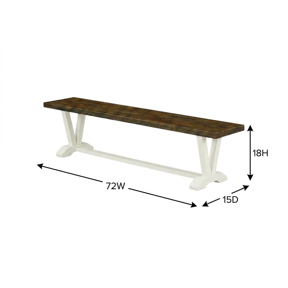 Wooden Dining Bench with V-Style Base, Indoor Bench. Picture 5