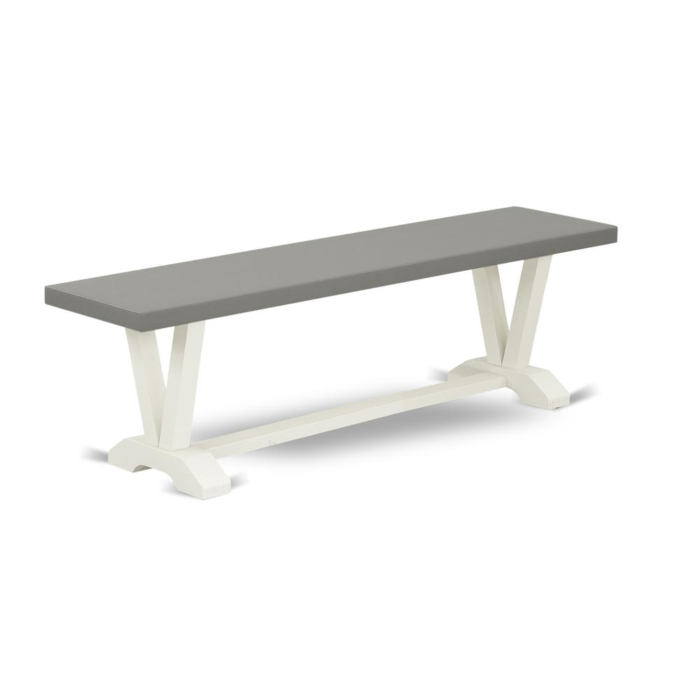 East West Furniture V-Style Mid Century Modern Dining Bench with Solid Wood Seat, 60x15x18 Inch, VB096. Picture 1