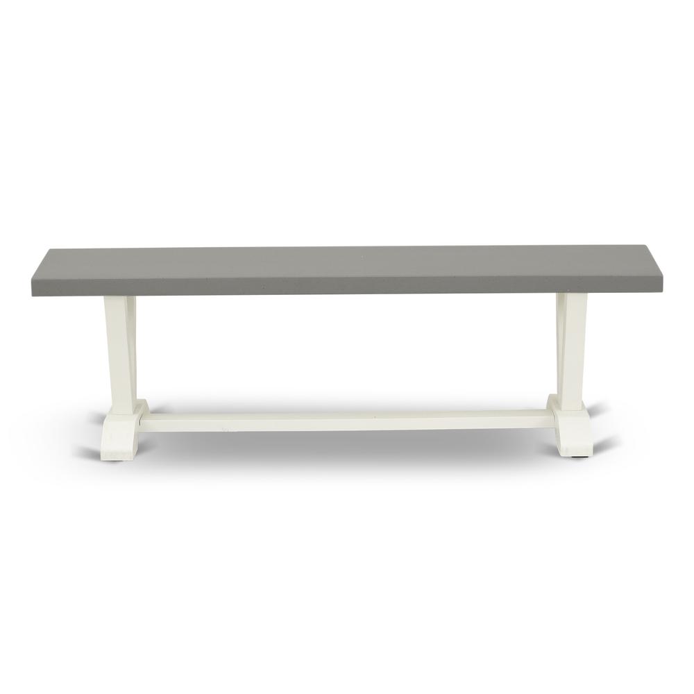 East West Furniture V-Style Mid Century Modern Dining Bench with Solid Wood Seat, 60x15x18 Inch, VB096. Picture 4