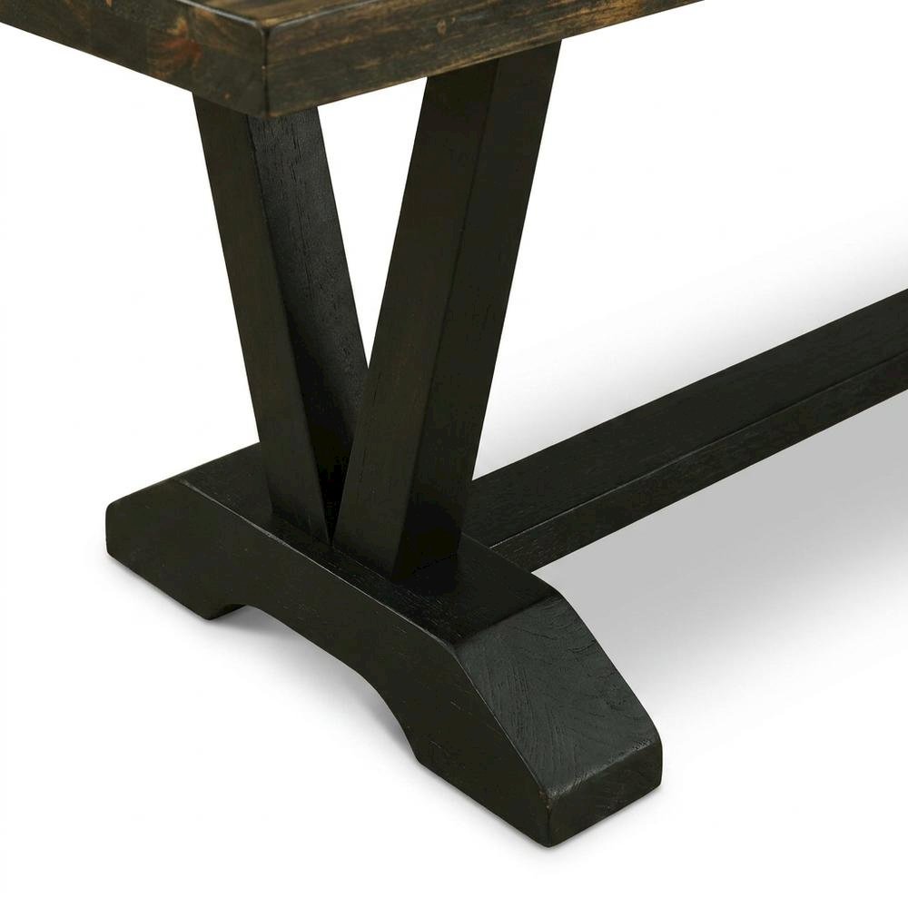 Wooden Dining Bench with V-Style Base, Brown/Brown. Picture 7