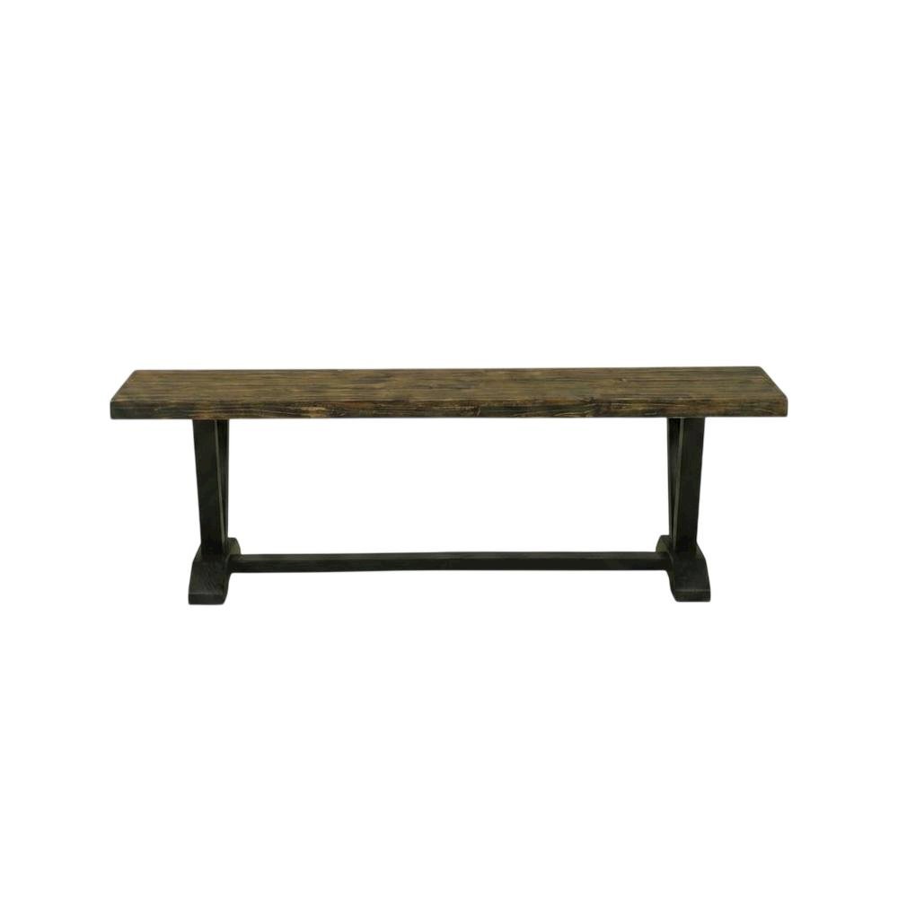 Wooden Dining Bench with V-Style Base, Brown/Brown. Picture 1