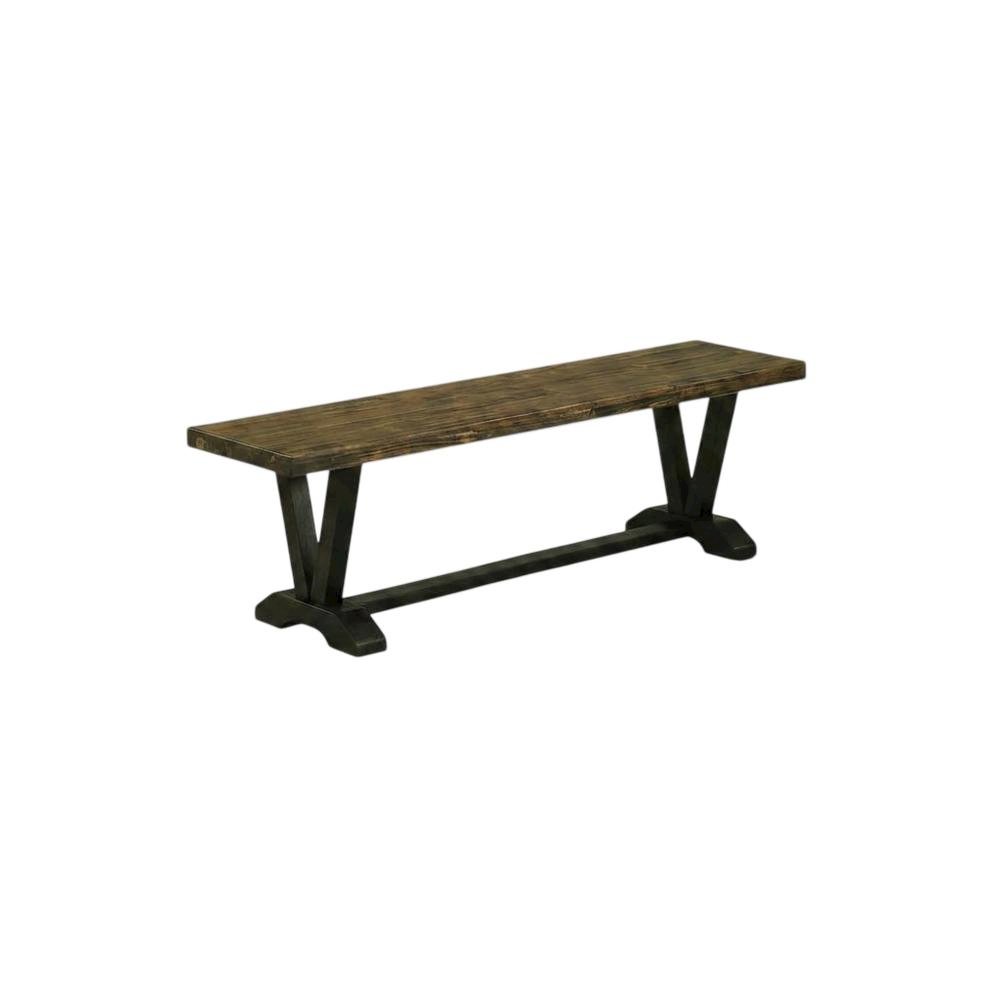 Wooden Dining Bench with V-Style Base, Brown/Brown. Picture 4