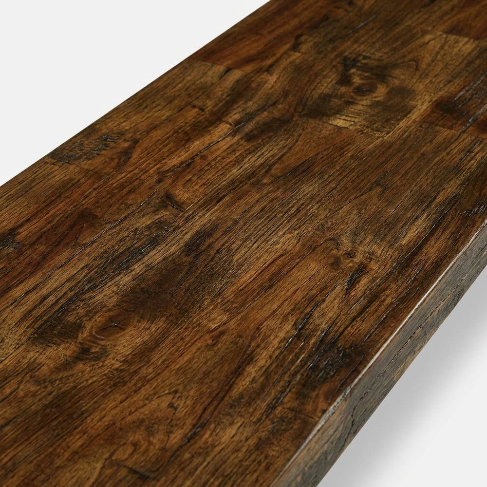 Solid Wood Dining Bench with V-Style Base for Dining Room, Dark Brown. Picture 6