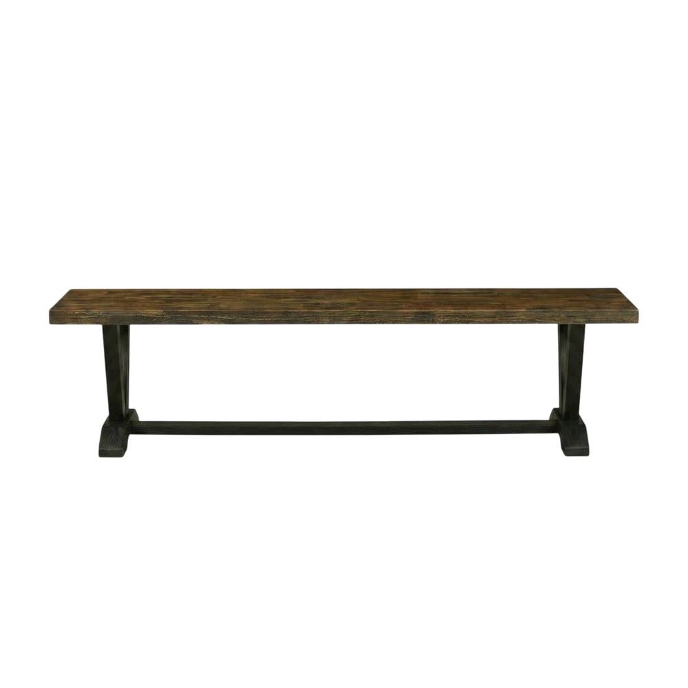 Solid Wood Dining Bench with V-Style Base for Dining Room, Dark Brown. Picture 1