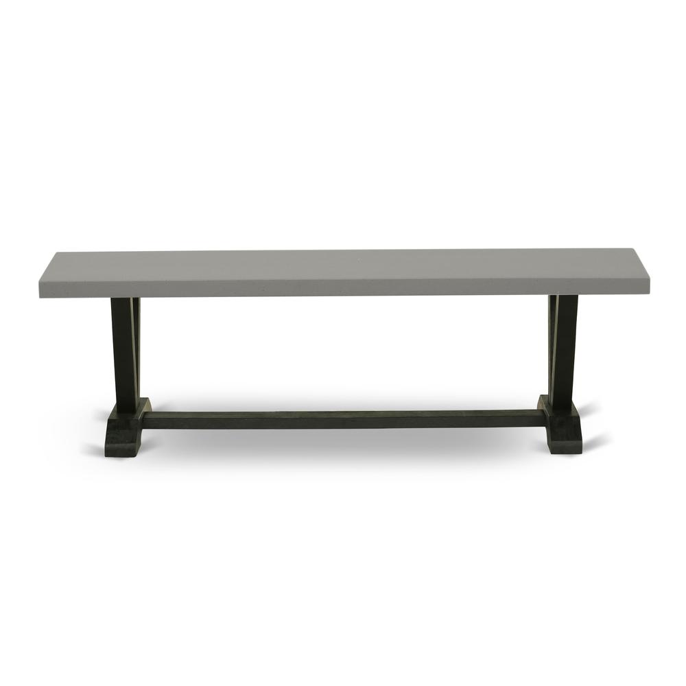 East West Furniture V-Style Modern Kitchen Bench with Wood Seat, 60x15x18 Inch, VB696. Picture 4