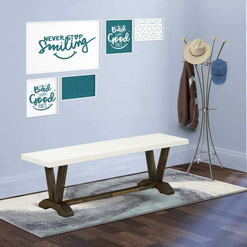 V-Style Modern Dining Table Bench with Wooden Seat. Picture 2