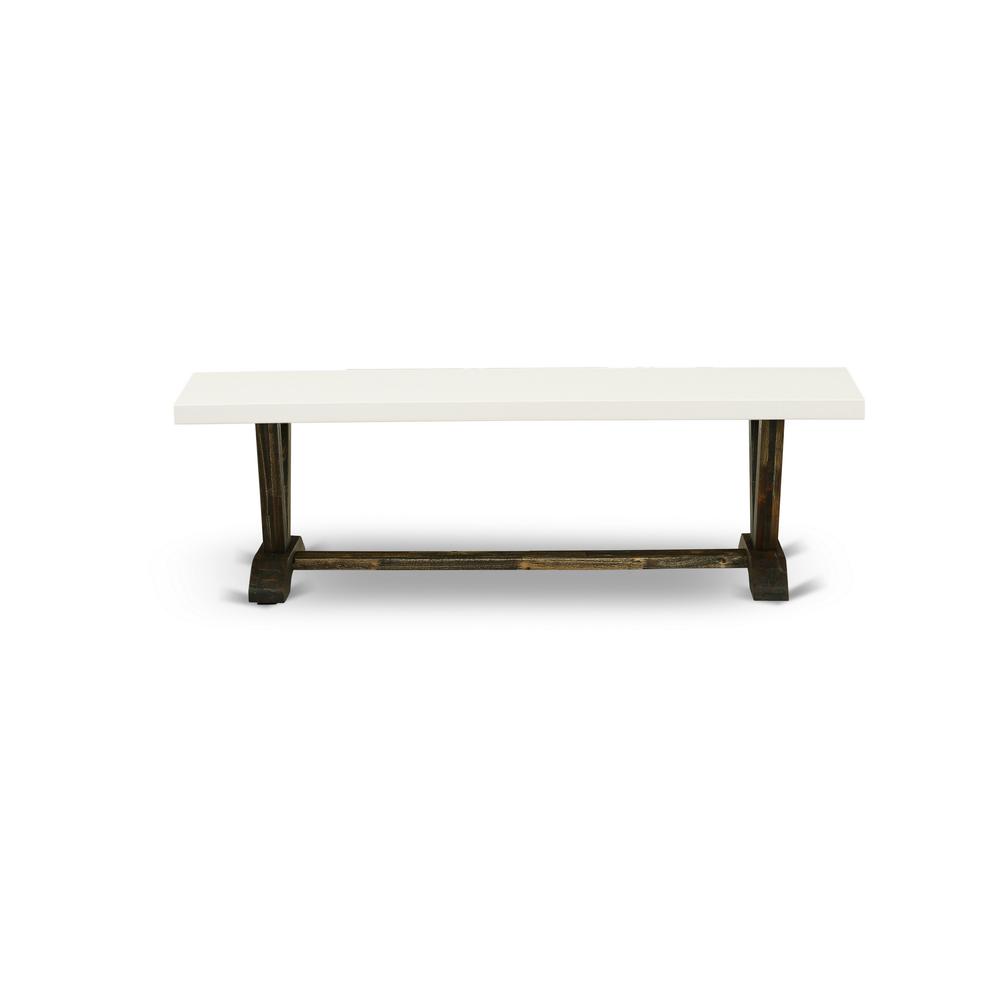 V-Style Modern Dining Table Bench with Wooden Seat. Picture 4