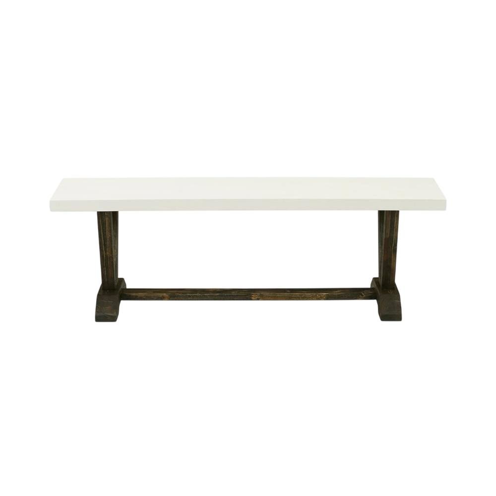 Wooden Dining Bench with V-Style Base, Wood Bench Seat, White. Picture 1