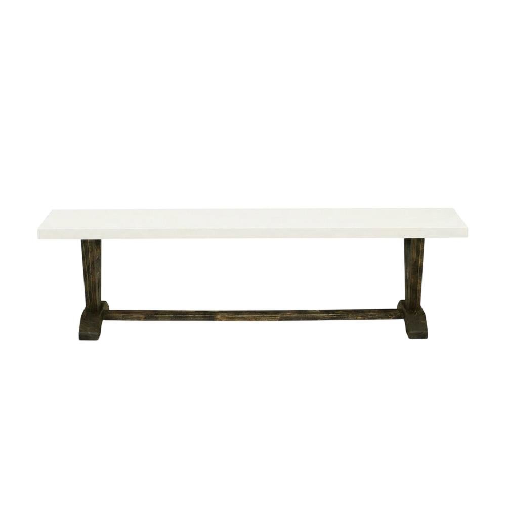 Wooden Dining Bench with V-Style Base for Kitchen or Dining Room, White. Picture 1