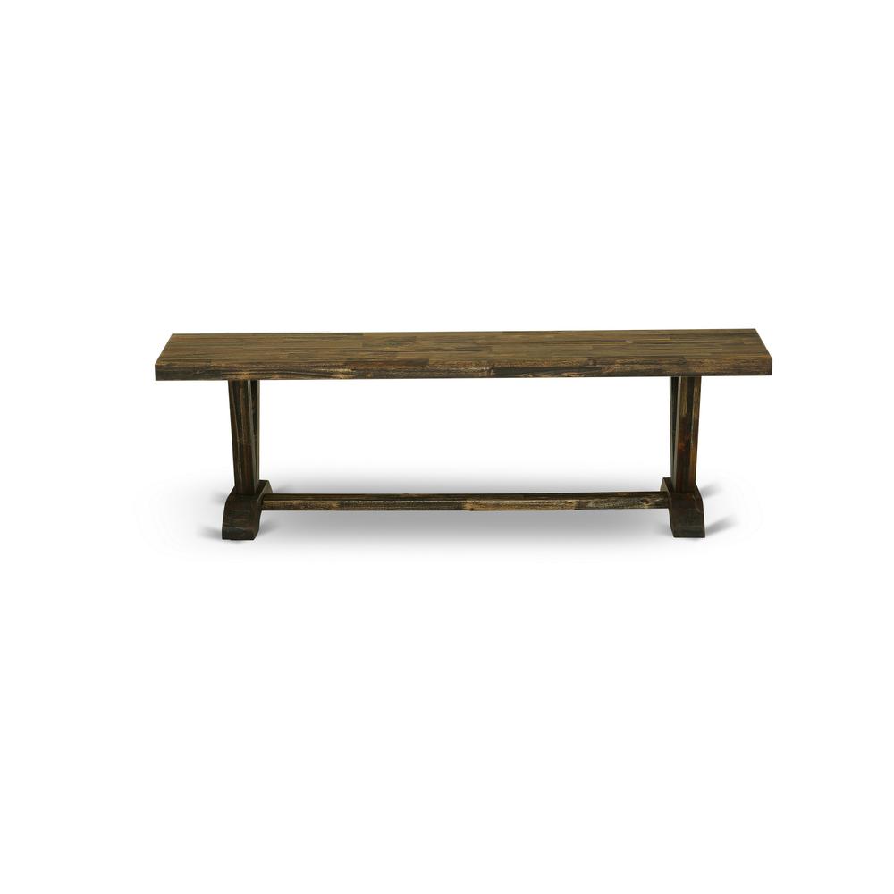 V-Style Mid Century Modern Dining Bench with Wooden Seat. Picture 4