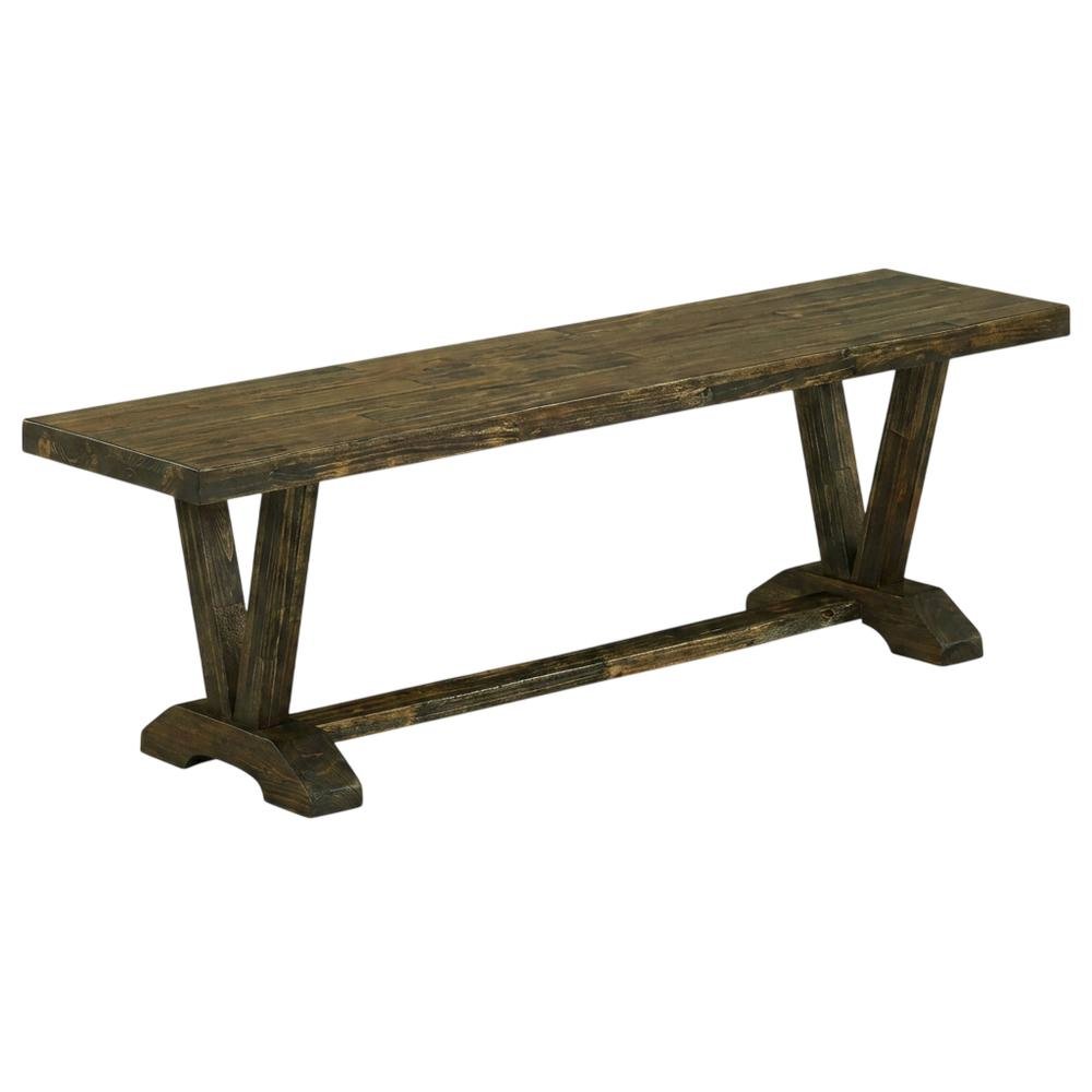 Mid-Century Modern Wooden Dining Bench with V-Style Base for Dining Room. Picture 4