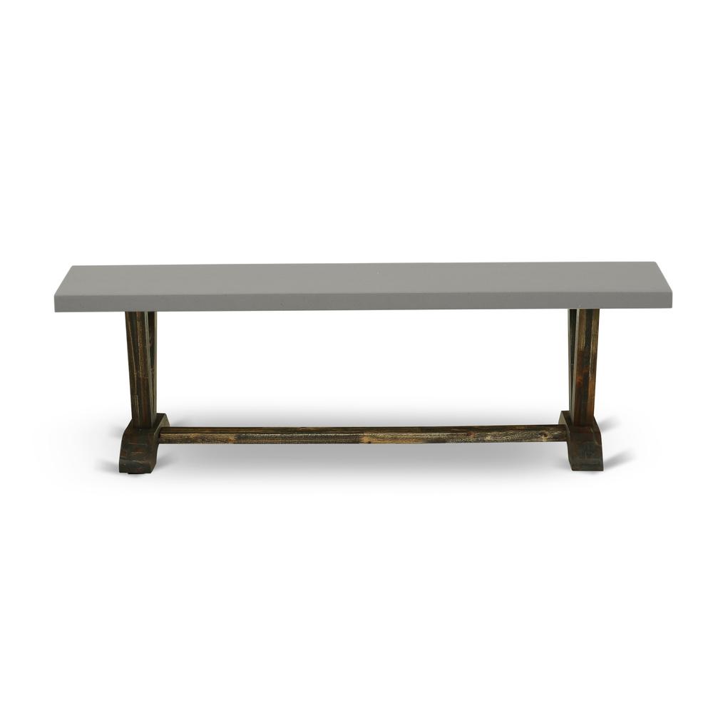 East West Furniture V-Style Modern Dining Room Bench with Solid Wood Seat, 60x15x18 Inch, VB796. Picture 4