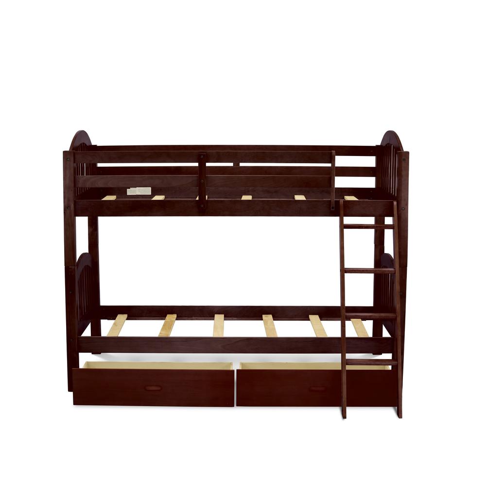 Verona Twin Bunk Bed in Java Finish with Under Drawer. Picture 5