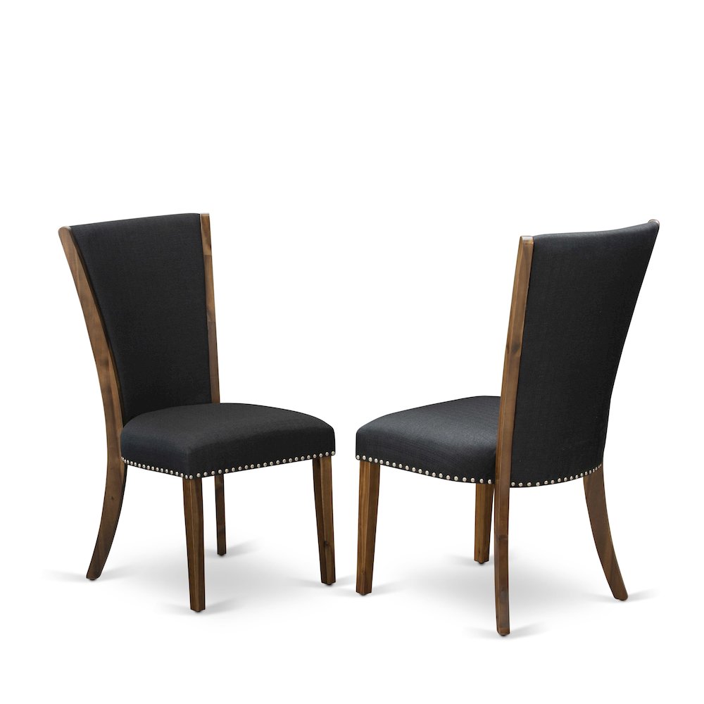 5 Piece Dinette Set Contains 54" Round Kitchen Table In Black Color. Picture 4