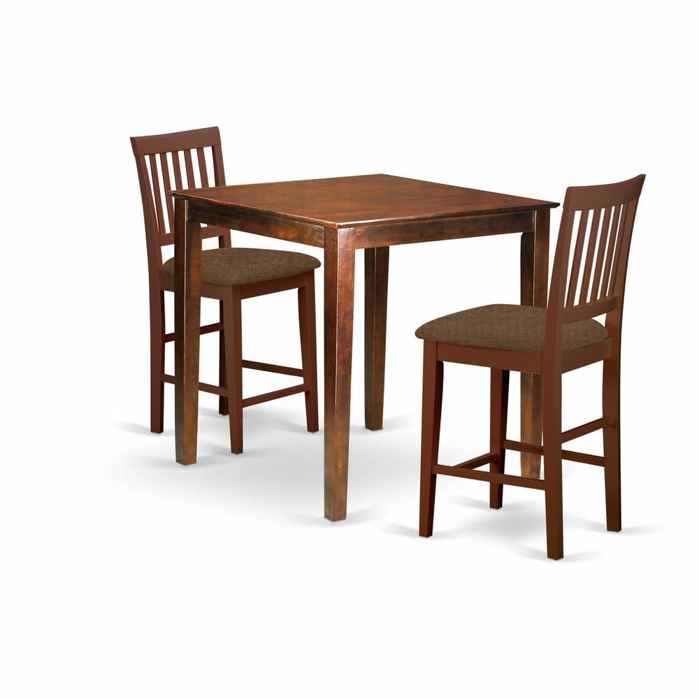 VERN3-MAH-C 3 Pc Counter height Table-Square gathering Table and 2 Stools. Picture 1
