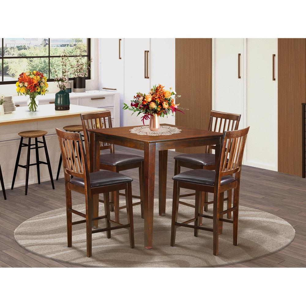 5  Pc  Counter  height  Table-Square  gathering  Table  and  4  Stools. Picture 1