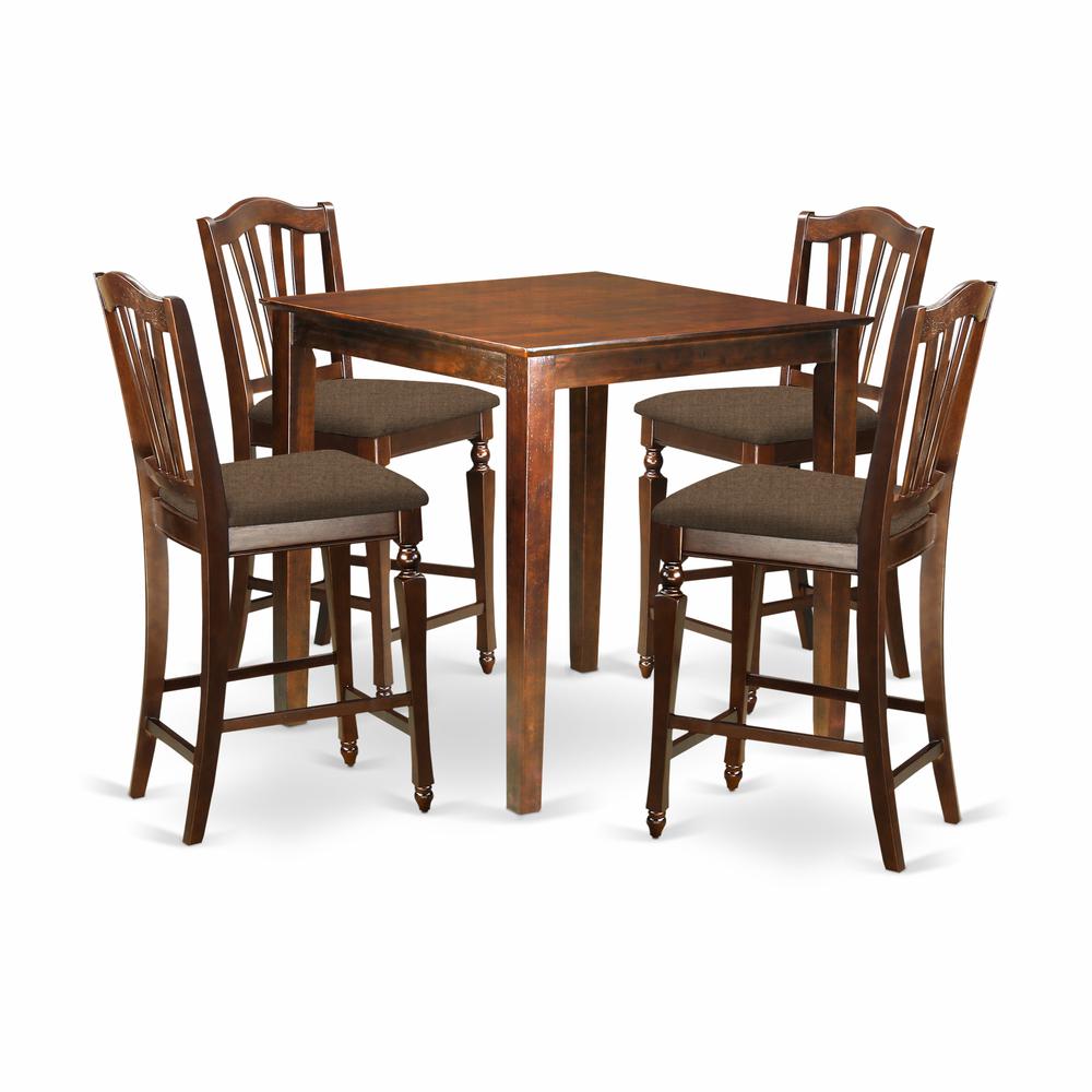 VNCH5-MAH-C 5 PC counter height set-pub Table and 4 Kitchen Chairs.. Picture 1