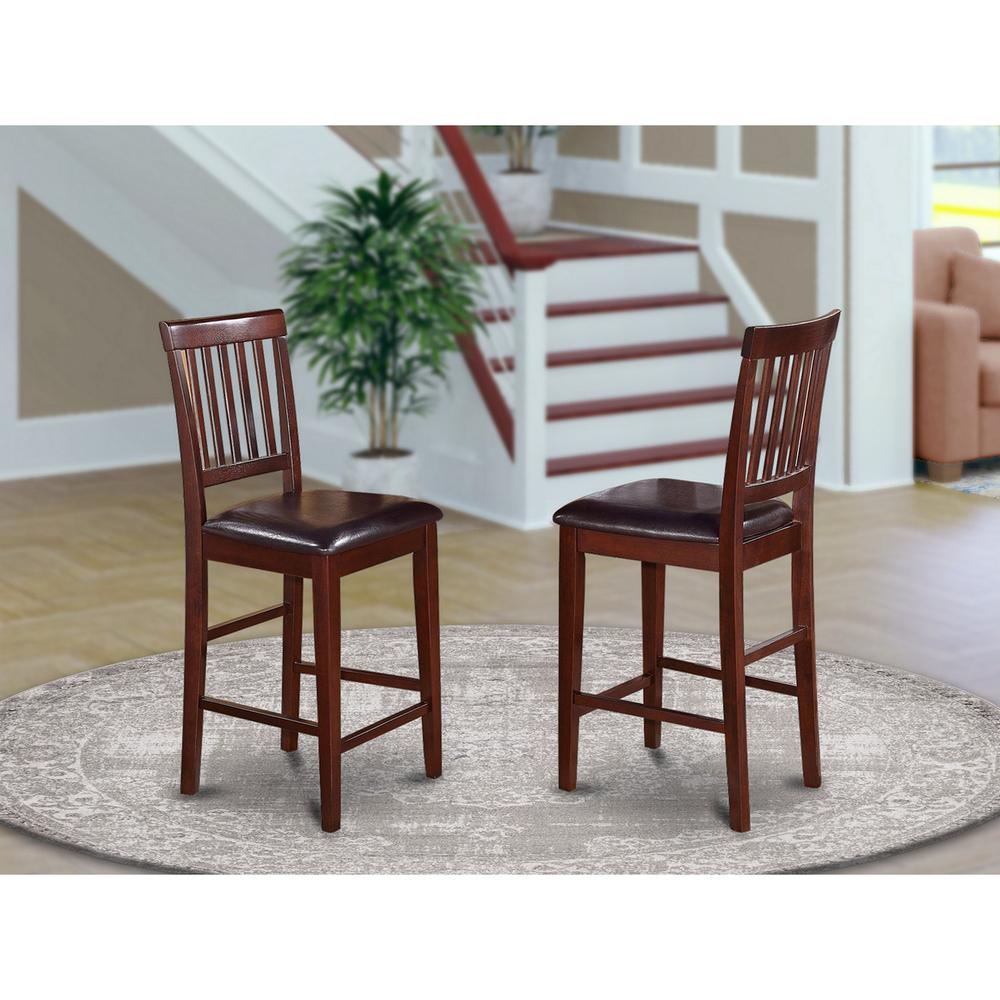 Vernon  Counter  Stools  with  Faux  Leather  Seat  -  Mahogany  Finish,  Set  of  2. Picture 2