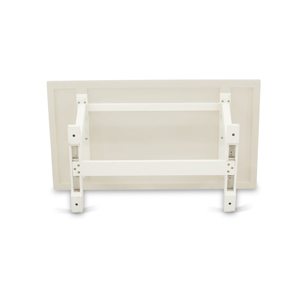 East West Furniture 1-Piece Kitchen Table with Rectangular Linen White Table top and Wire Brushed Wooden Legs Finish. Picture 5