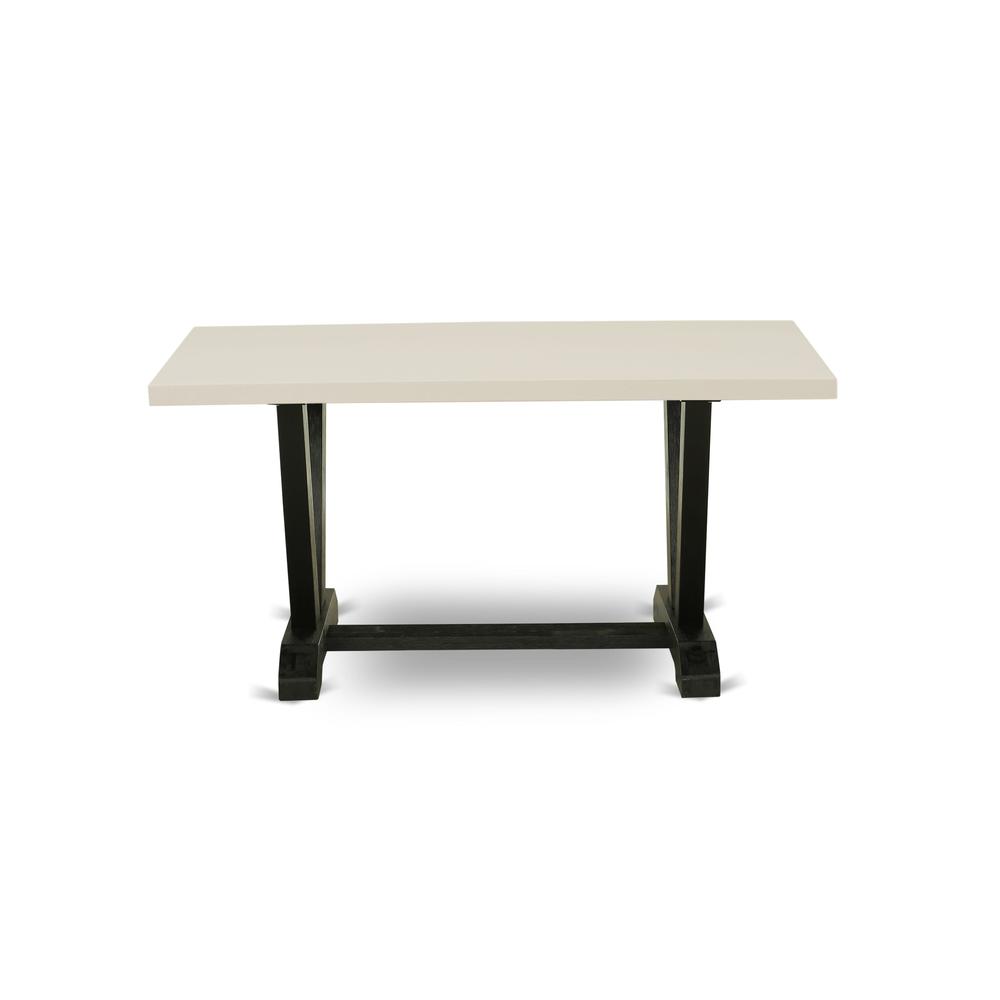 Dining Table Wire brushed Black & Linen White, VT626. Picture 4