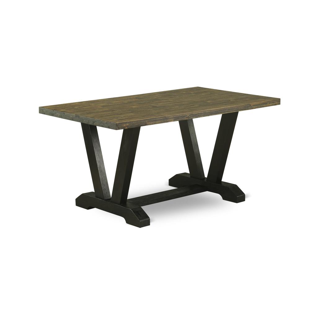 East West Furniture V-Style Modern Dining Rectangle Kitchen Table Top with Stylish Legs, 36x60 Inch, VT676. Picture 1