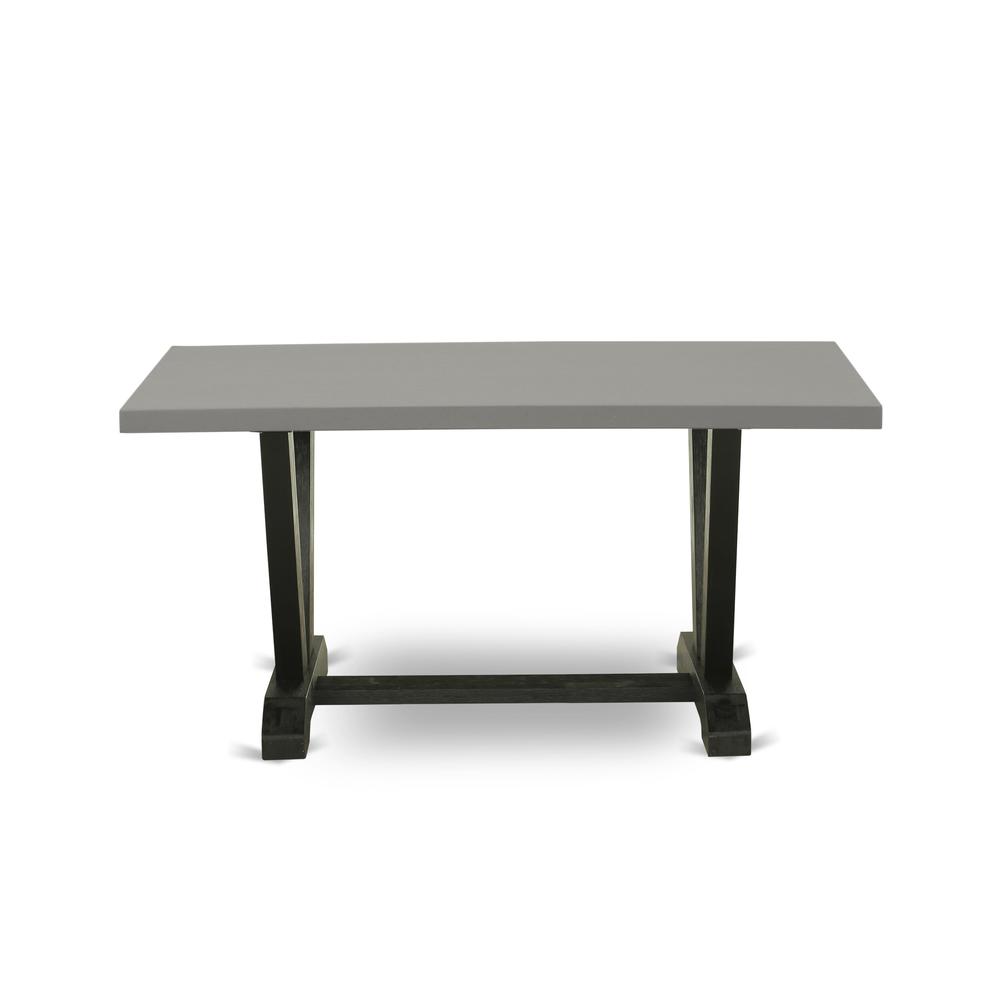 ast West Furniture V-Style Modern Kitchen Rectangle Dining Table Top with Stylish Legs, 36x60 Inch, VT696. Picture 4