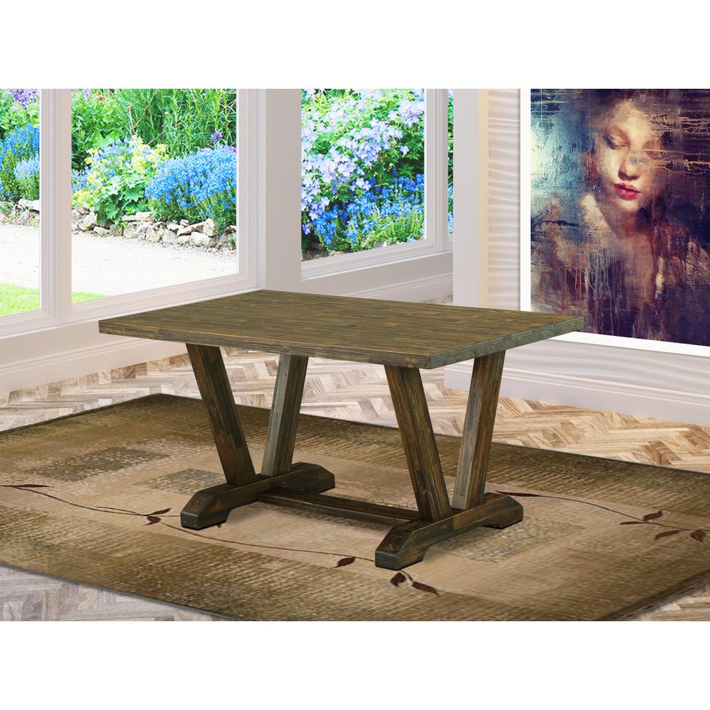 East West Furniture V-Style Kitchen Dining Rectangle Wooden Table Top with Stylish Legs, 36x60 Inch, VT776. Picture 2
