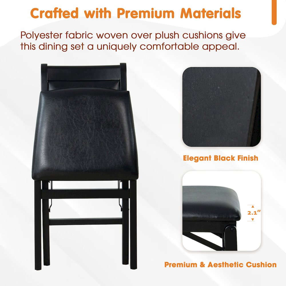 Waco Kitchen Chairs with PU Leather Seat, 3-X Back Design, Set of 2, Black Wood. Picture 7