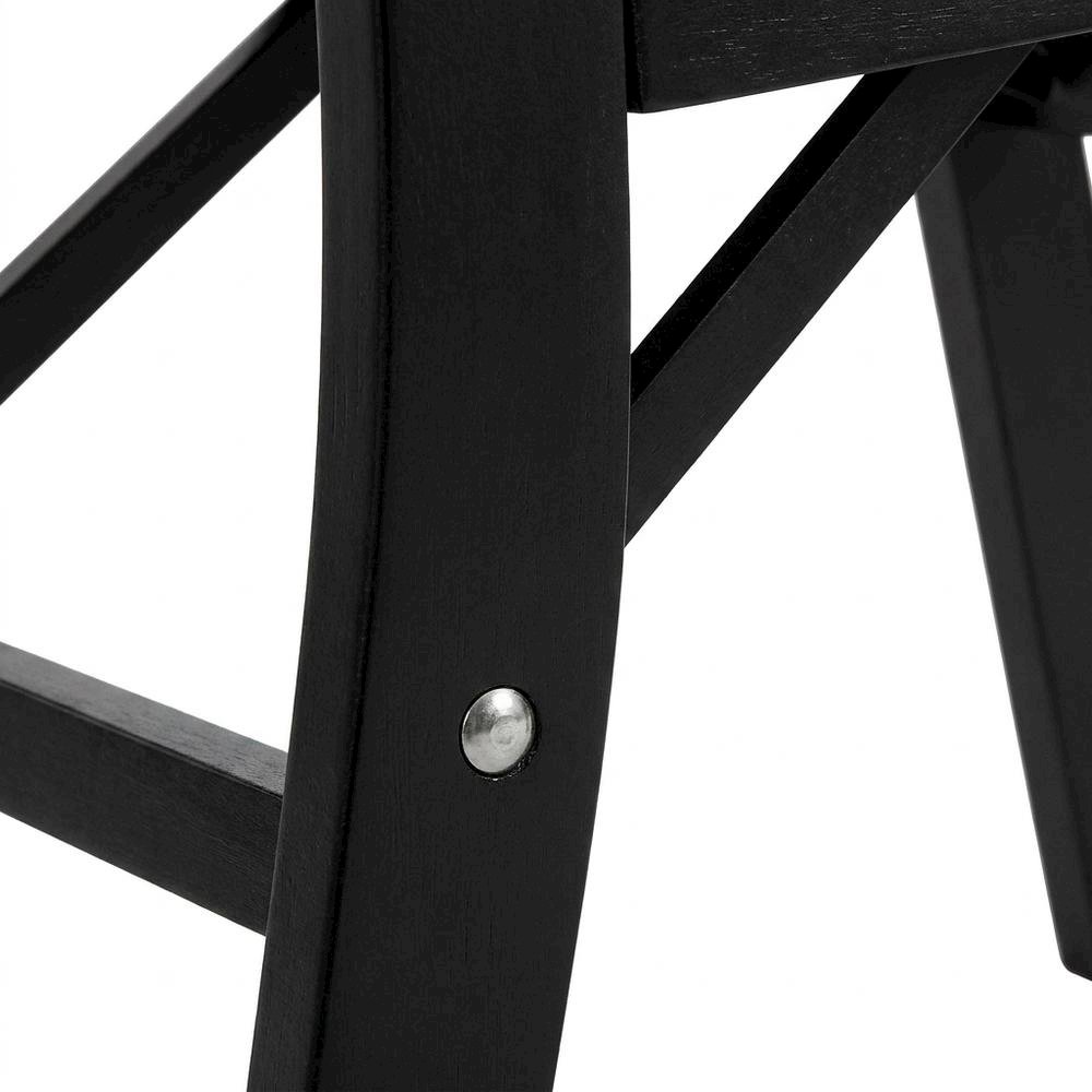 Solid Wood Dining Chairs with PU Leather Seat, 3-X Back, Set of 2, Black. Picture 7