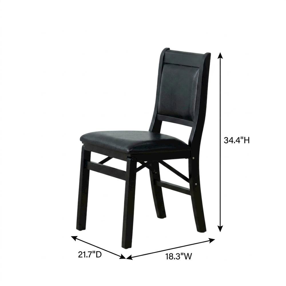 Solid Wood Dining Chairs with PU Leather Seat, 3-X Back, Set of 2, Black. Picture 5