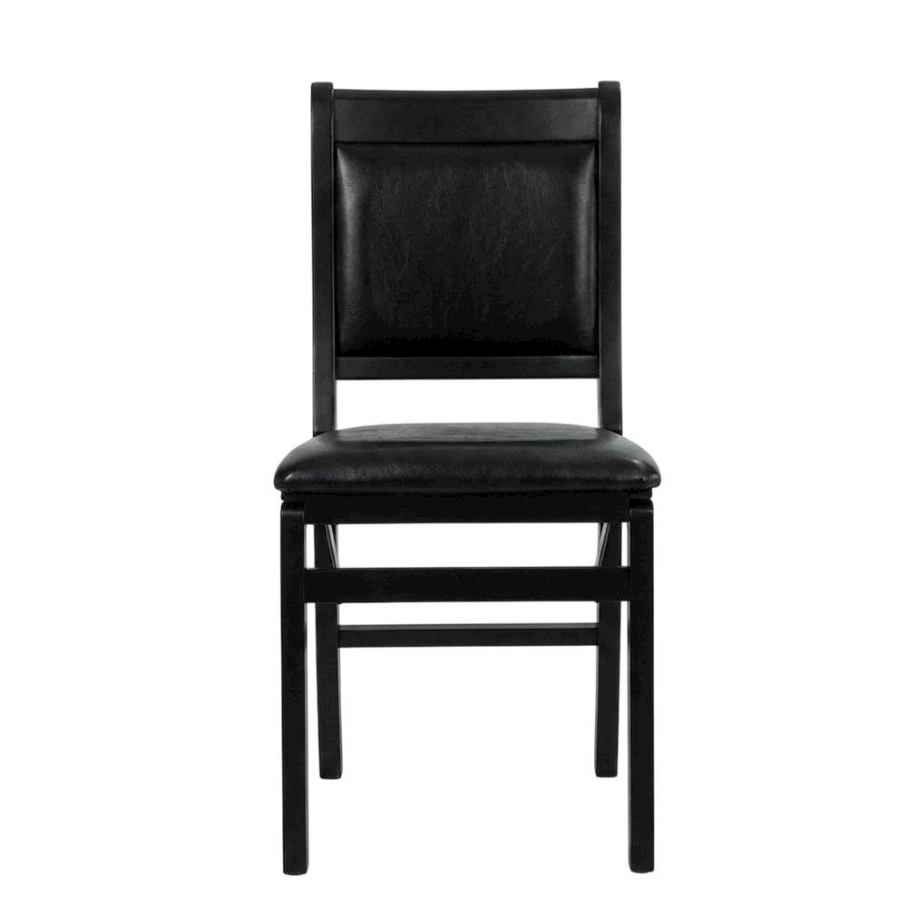 Solid Wood Dining Chairs with PU Leather Seat, 3-X Back, Set of 2, Black. Picture 1