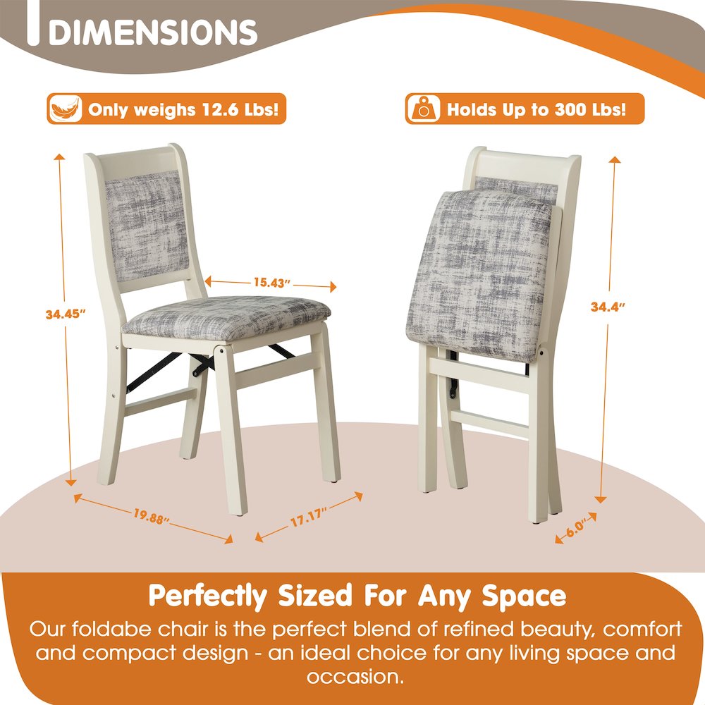 Waco Dining Chairs with PU Leather Seat, 3-X Back, Set of 2, Linen White Wood. Picture 2