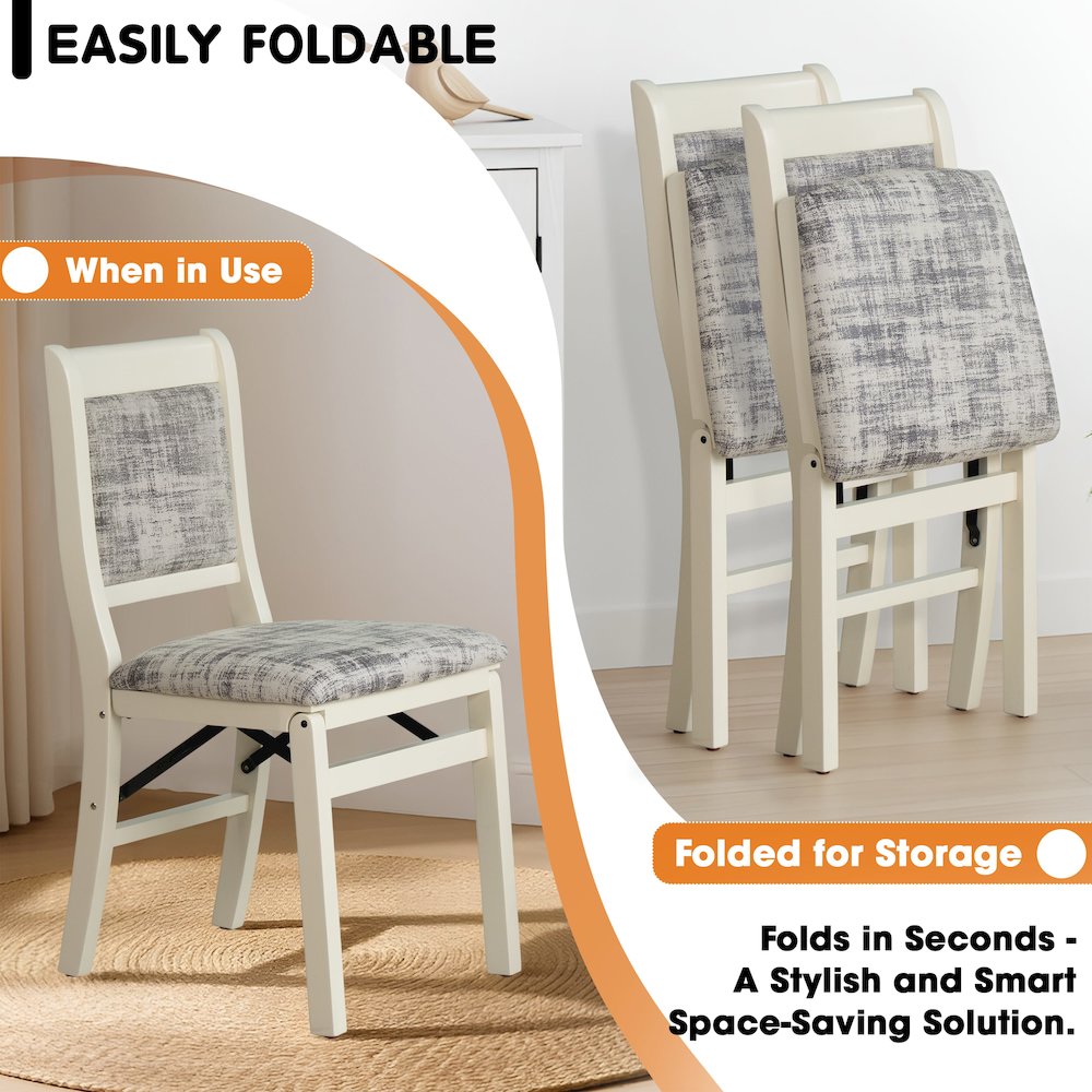 Waco Dining Chairs with PU Leather Seat, 3-X Back, Set of 2, Linen White Wood. Picture 3