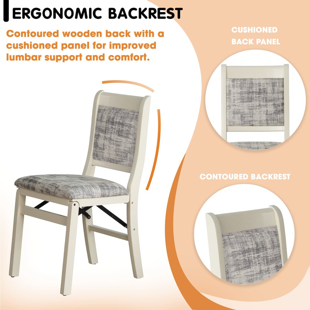 Waco Dining Chairs with PU Leather Seat, 3-X Back, Set of 2, Linen White Wood. Picture 4