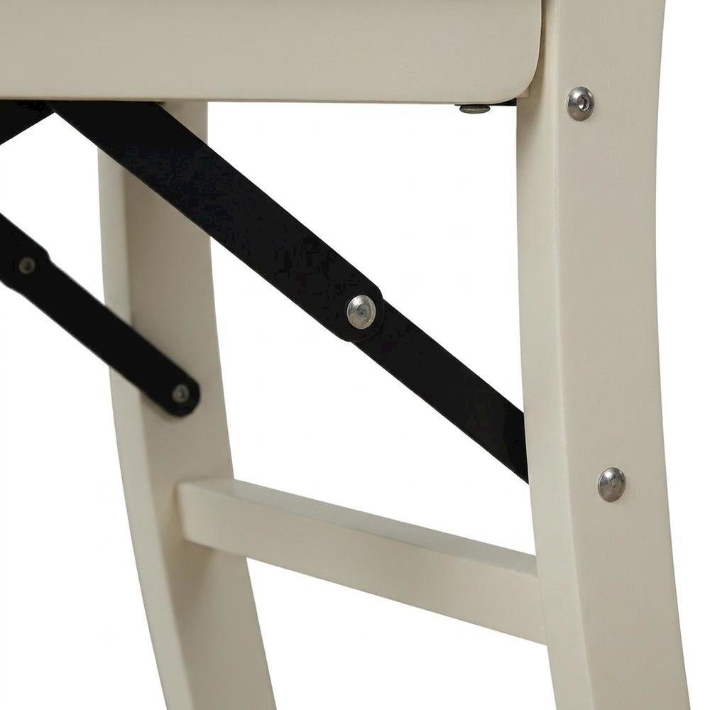 Solid Wood Dining Chairs with PU Leather Seat, 3-X Back, Set of 2, Linen White. Picture 7