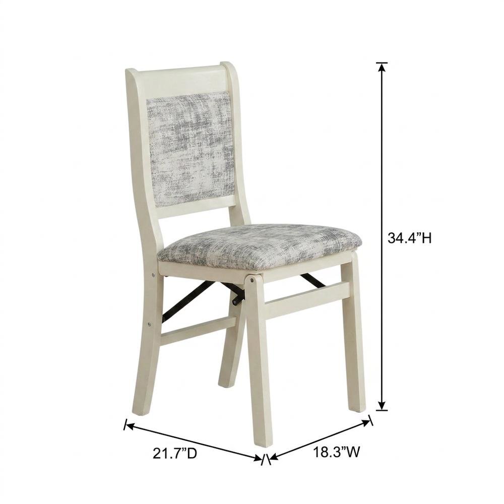 Solid Wood Dining Chairs with PU Leather Seat, 3-X Back, Set of 2, Linen White. Picture 5