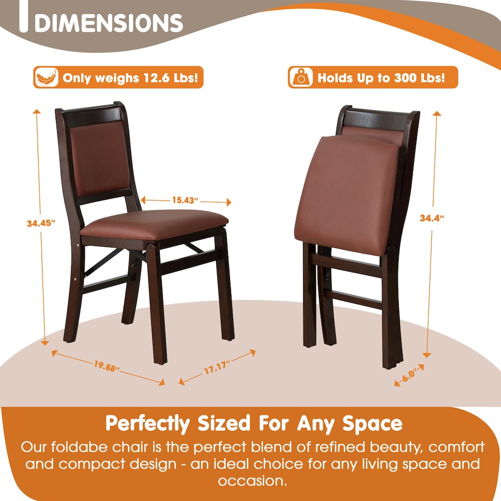 Waco Kitchen Chairs with PU Leather Seat, 3-X Back, Set of 2, Mahogany Wood. Picture 3