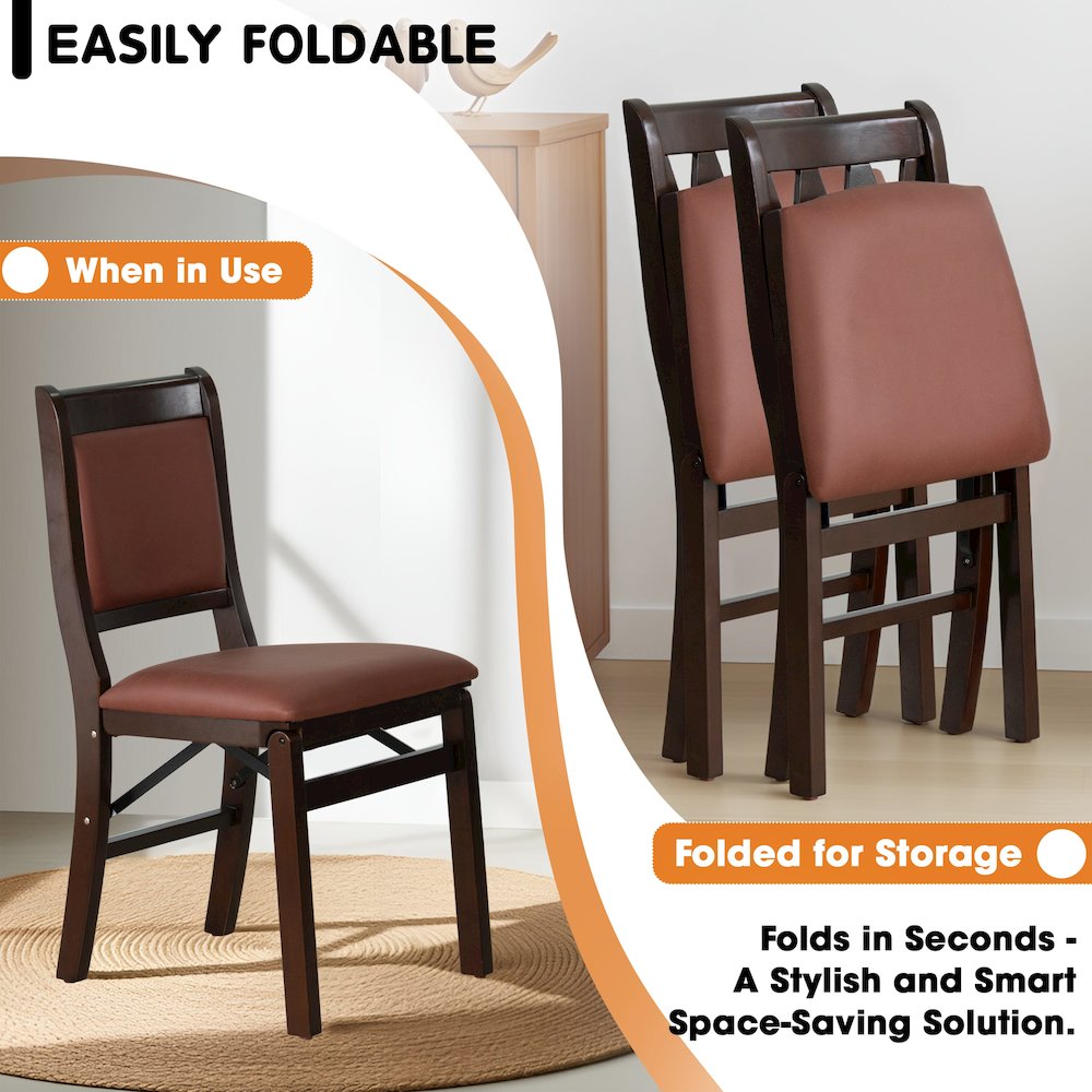Waco Kitchen Chairs with PU Leather Seat, 3-X Back, Set of 2, Mahogany Wood. Picture 4