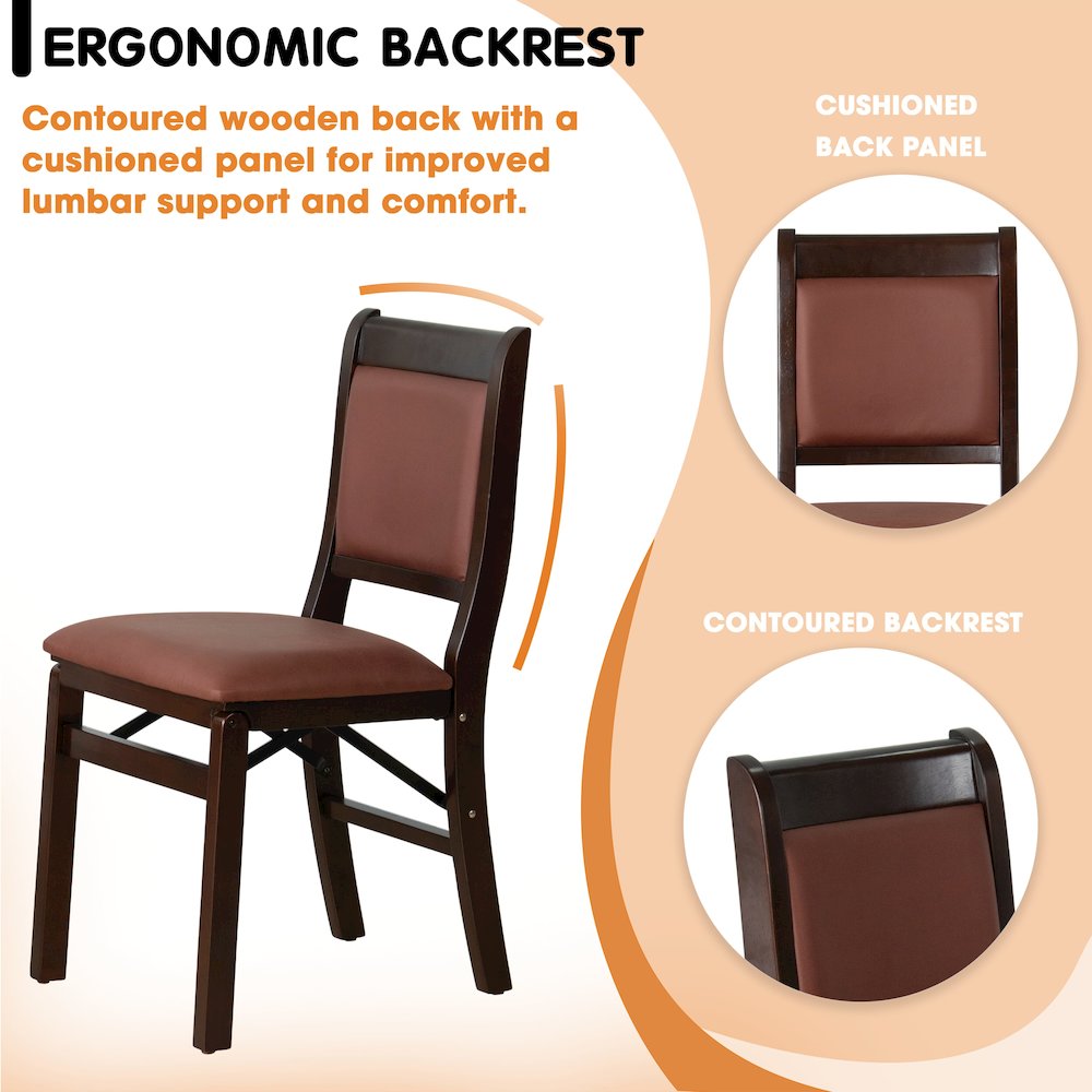 Waco Kitchen Chairs with PU Leather Seat, 3-X Back, Set of 2, Mahogany Wood. Picture 5