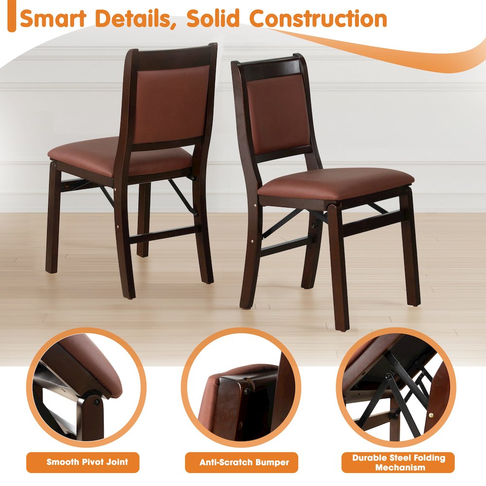 Waco Kitchen Chairs with PU Leather Seat, 3-X Back, Set of 2, Mahogany Wood. Picture 6