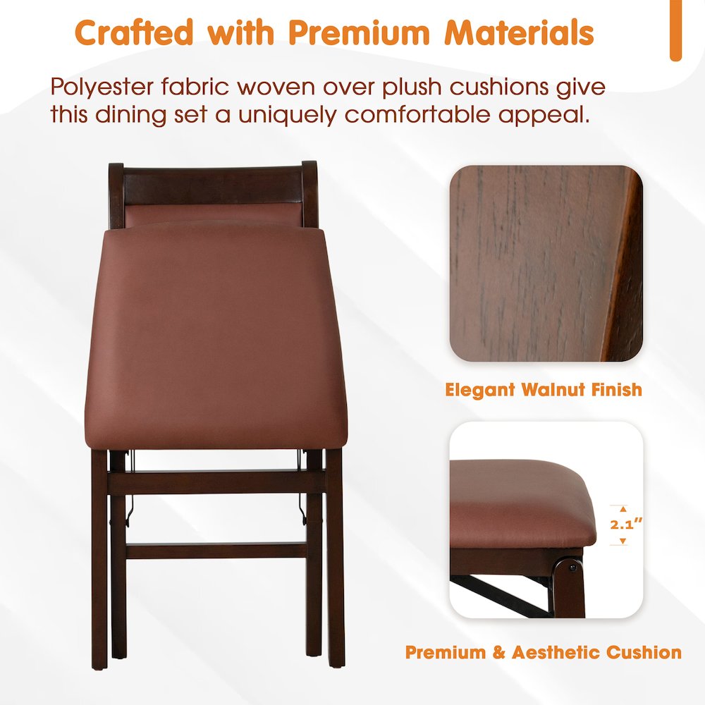 Waco Kitchen Chairs with PU Leather Seat, 3-X Back, Set of 2, Mahogany Wood. Picture 7