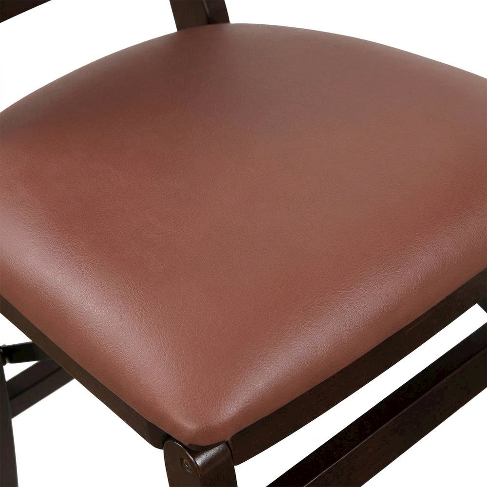 Solid Wood Dining Chairs with PU Leather Seat, 3-X Back, Set of 2, Mahogany. Picture 6